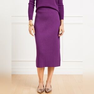 NWT Talbots Viscose Purple Ribbed Midi Skirt